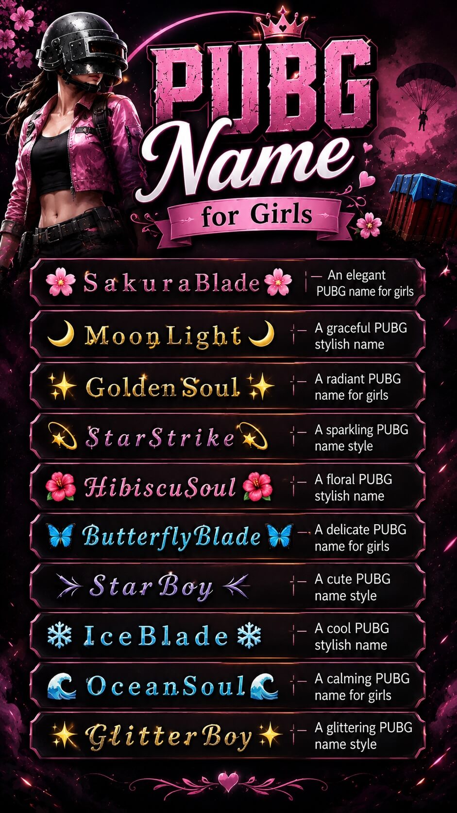 Top PUBG Girl Name Style